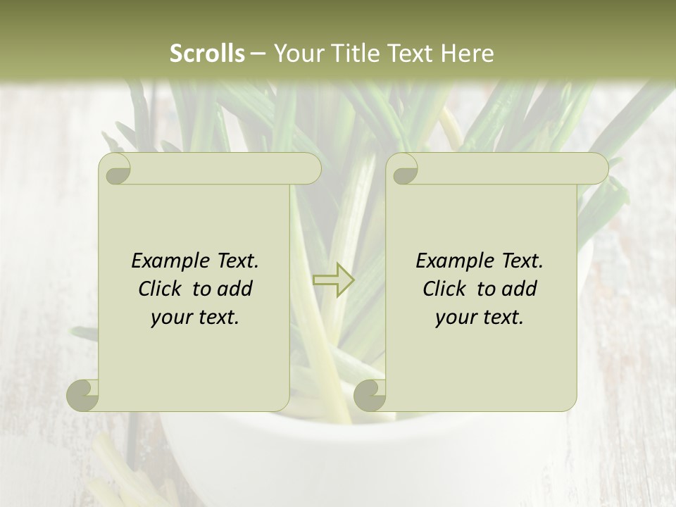 A White Bowl Filled With Green Plants On Top Of A Wooden Table PowerPoint Template