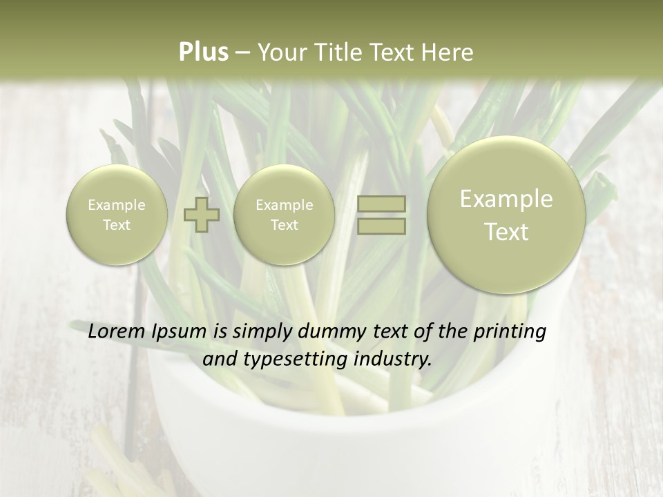 A White Bowl Filled With Green Plants On Top Of A Wooden Table PowerPoint Template