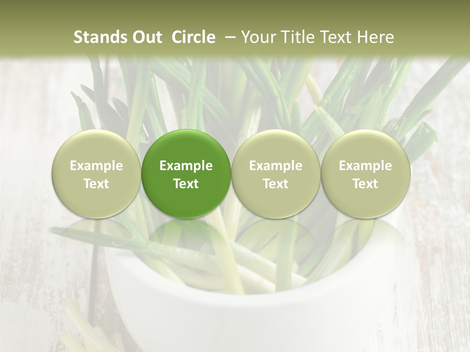 A White Bowl Filled With Green Plants On Top Of A Wooden Table PowerPoint Template