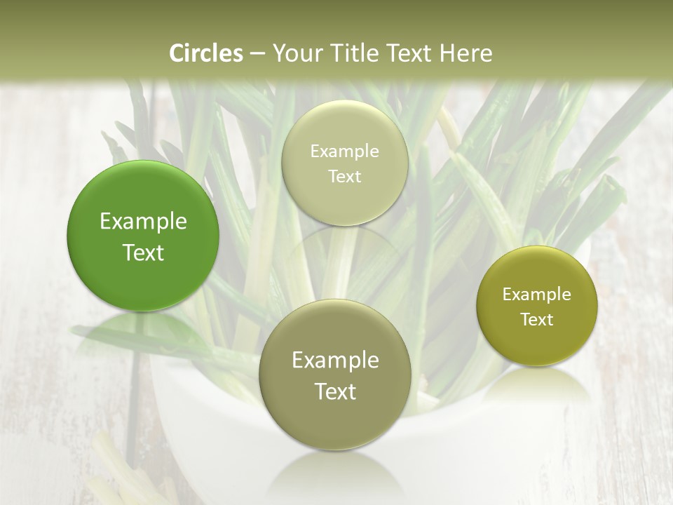 A White Bowl Filled With Green Plants On Top Of A Wooden Table PowerPoint Template