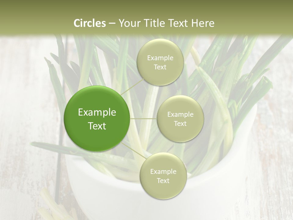 A White Bowl Filled With Green Plants On Top Of A Wooden Table PowerPoint Template