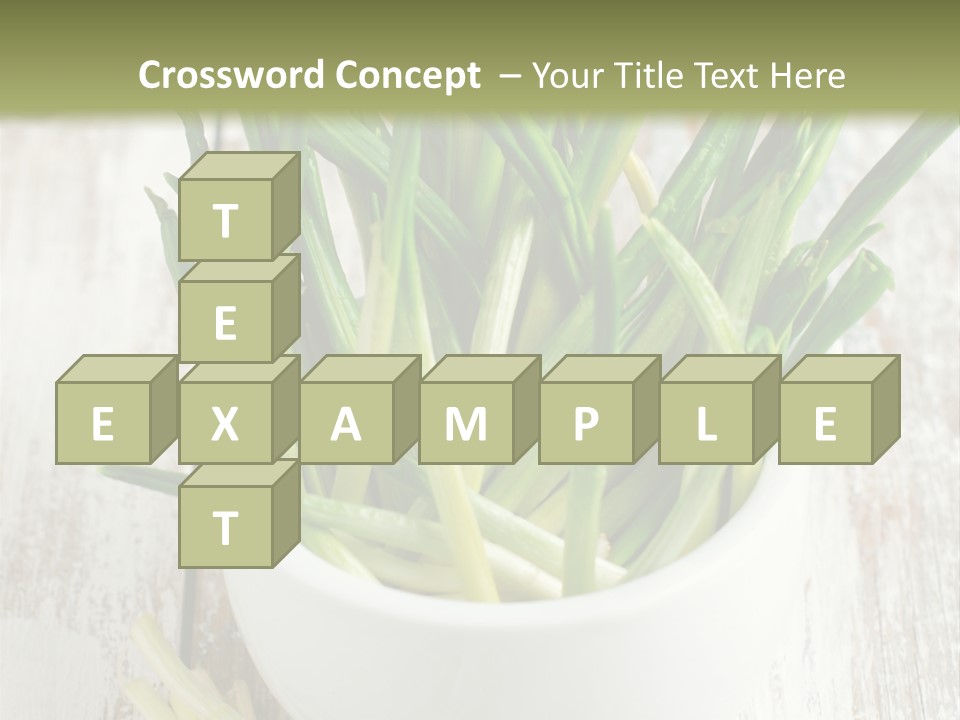 A White Bowl Filled With Green Plants On Top Of A Wooden Table PowerPoint Template