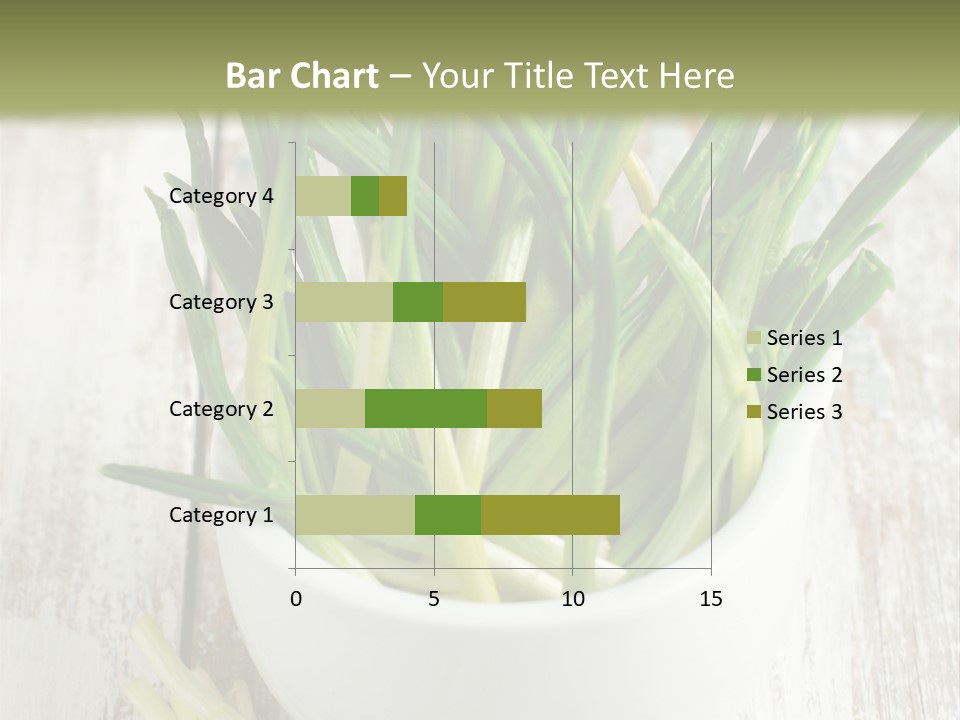 A White Bowl Filled With Green Plants On Top Of A Wooden Table PowerPoint Template