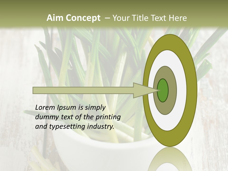 A White Bowl Filled With Green Plants On Top Of A Wooden Table PowerPoint Template