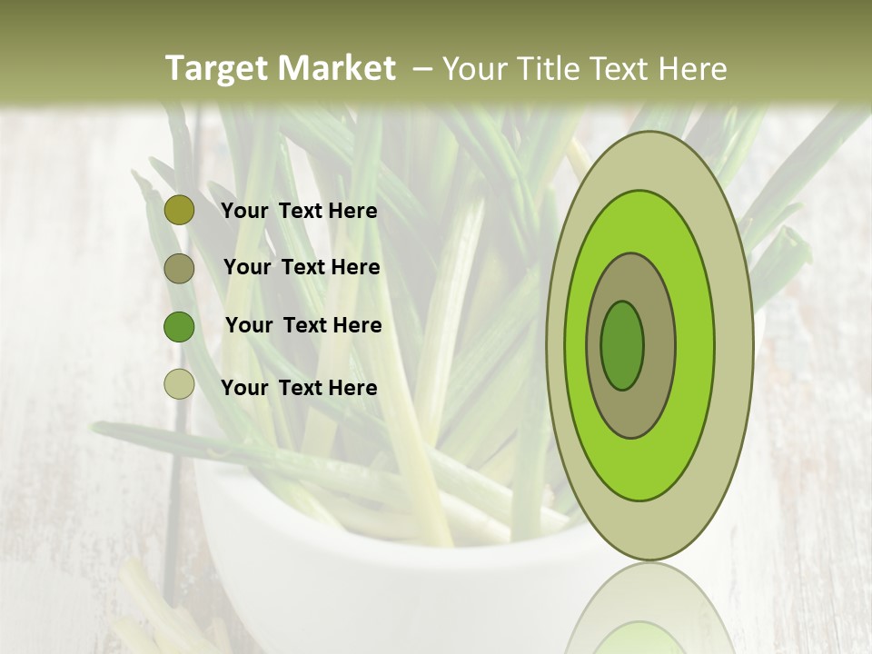 A White Bowl Filled With Green Plants On Top Of A Wooden Table PowerPoint Template