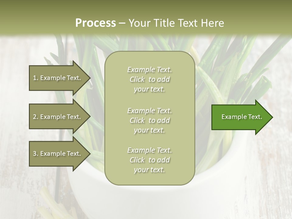 A White Bowl Filled With Green Plants On Top Of A Wooden Table PowerPoint Template