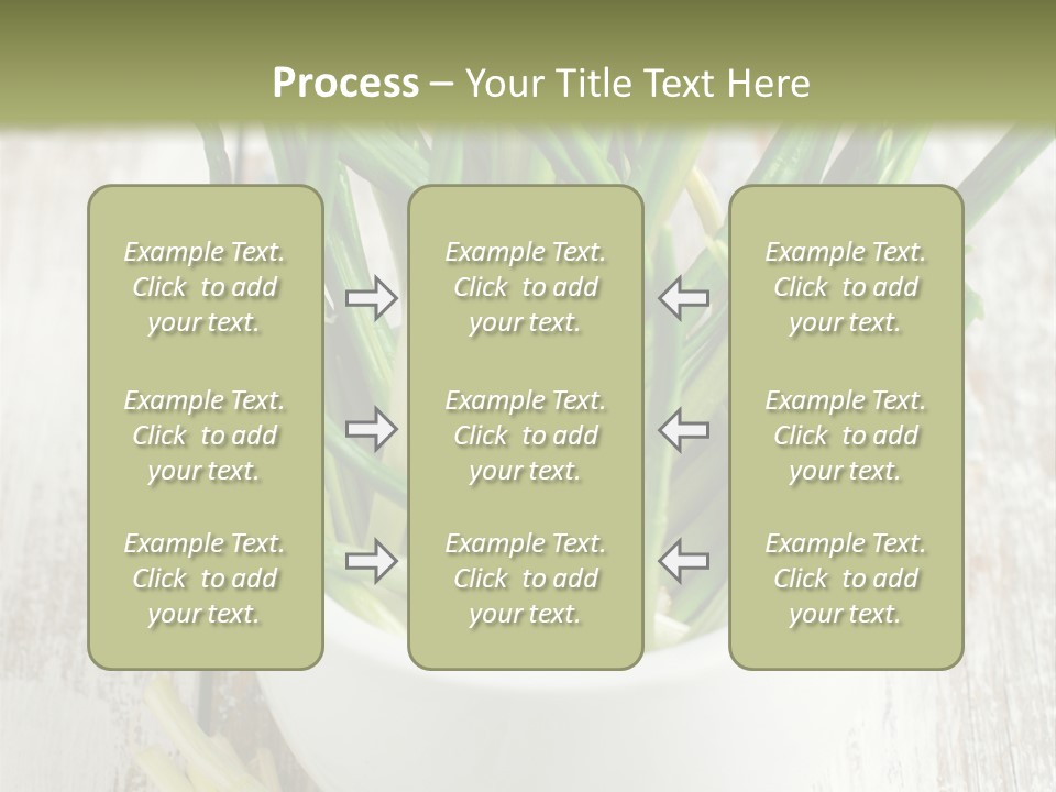 A White Bowl Filled With Green Plants On Top Of A Wooden Table PowerPoint Template