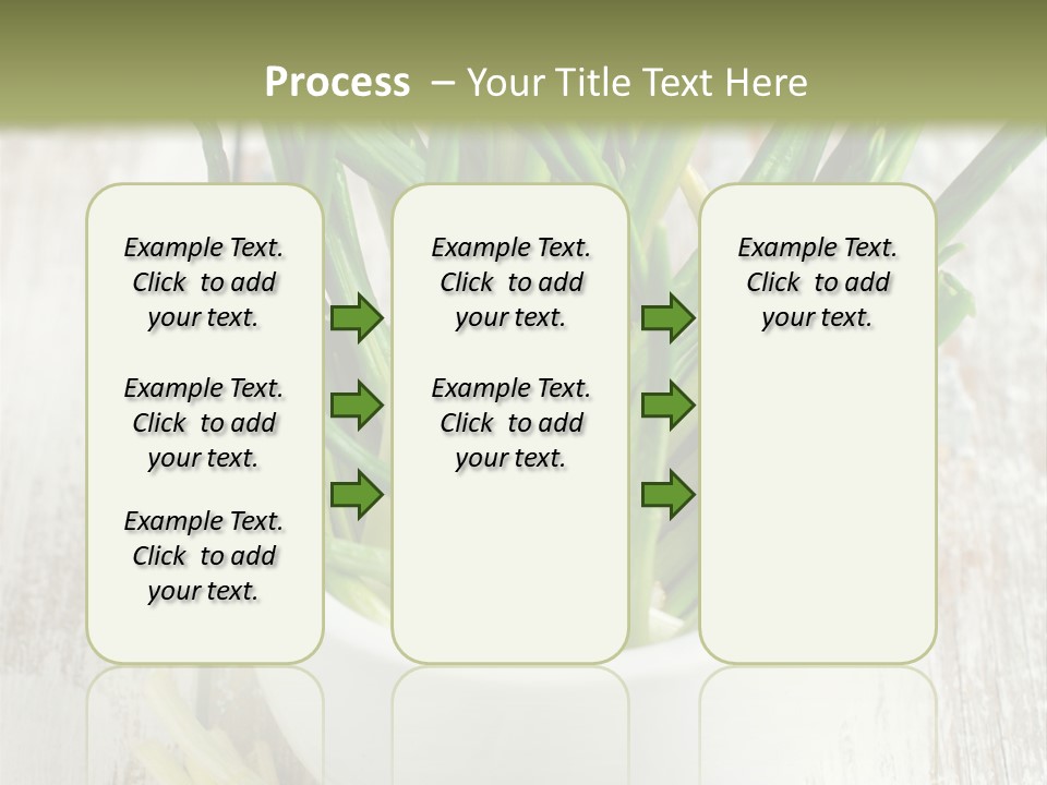 A White Bowl Filled With Green Plants On Top Of A Wooden Table PowerPoint Template