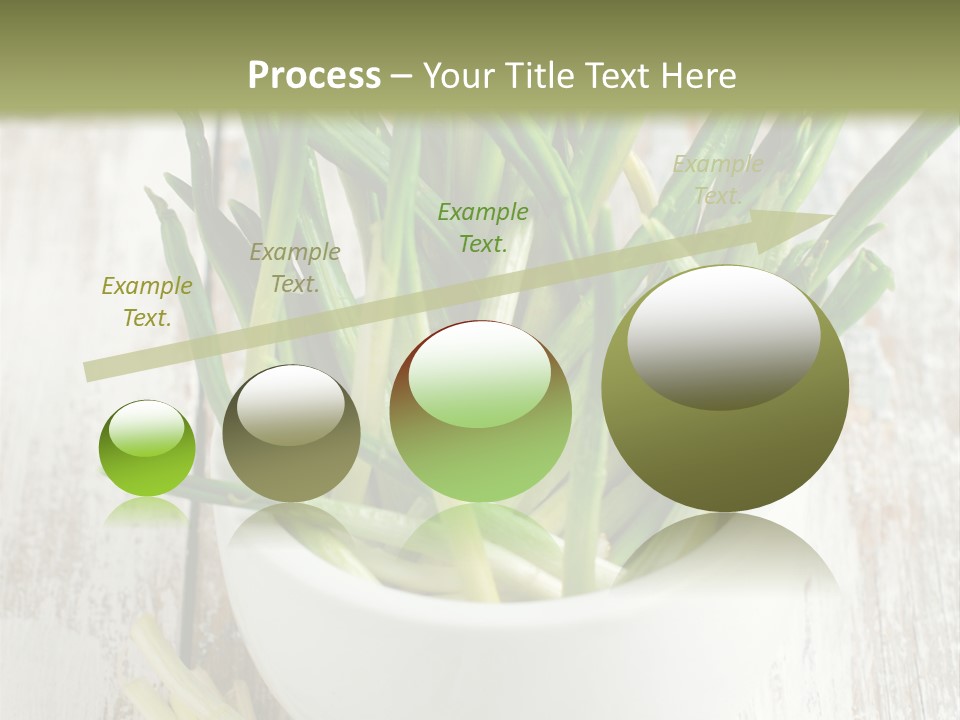 A White Bowl Filled With Green Plants On Top Of A Wooden Table PowerPoint Template