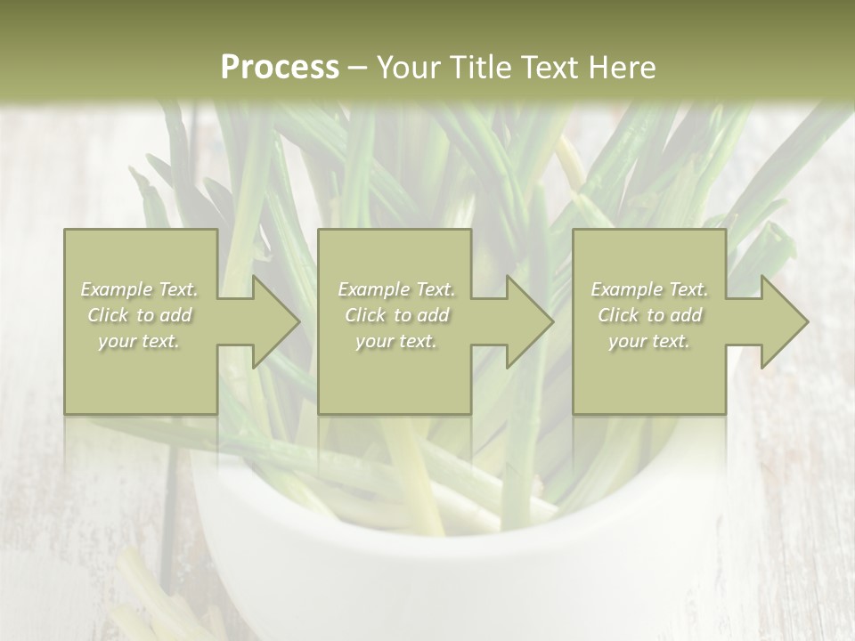 A White Bowl Filled With Green Plants On Top Of A Wooden Table PowerPoint Template