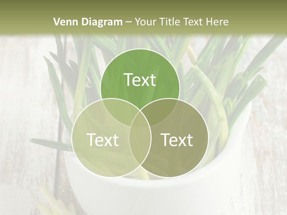 A White Bowl Filled With Green Plants On Top Of A Wooden Table PowerPoint Template