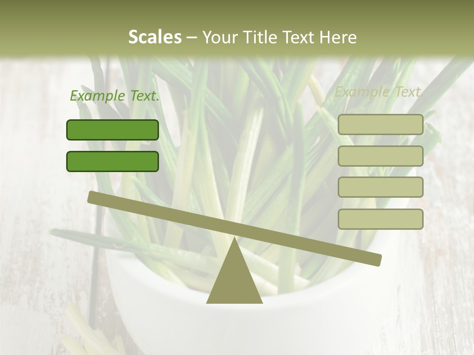 A White Bowl Filled With Green Plants On Top Of A Wooden Table PowerPoint Template