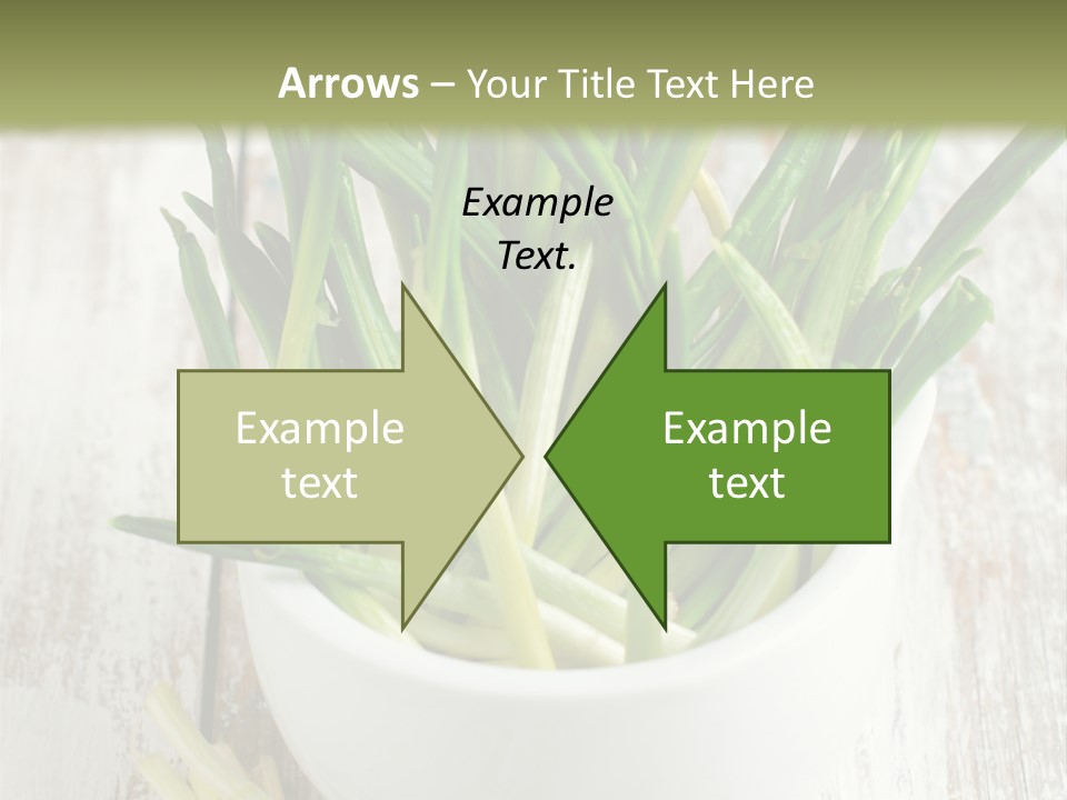 A White Bowl Filled With Green Plants On Top Of A Wooden Table PowerPoint Template