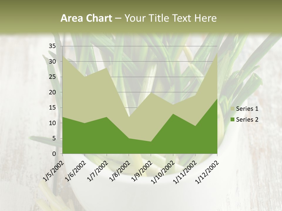 A White Bowl Filled With Green Plants On Top Of A Wooden Table PowerPoint Template