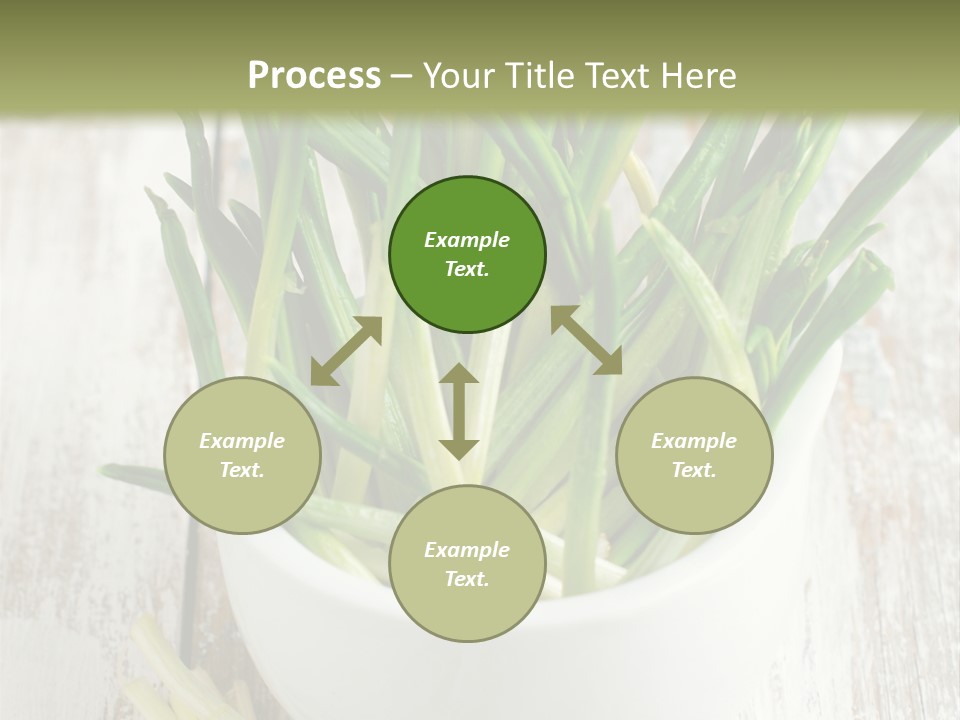 A White Bowl Filled With Green Plants On Top Of A Wooden Table PowerPoint Template