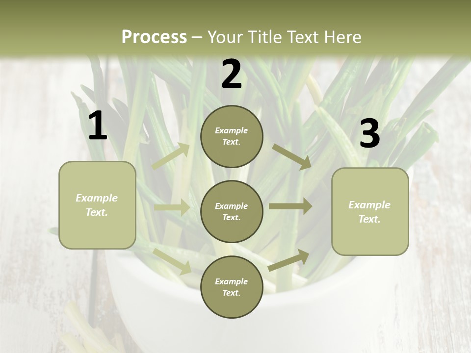 A White Bowl Filled With Green Plants On Top Of A Wooden Table PowerPoint Template