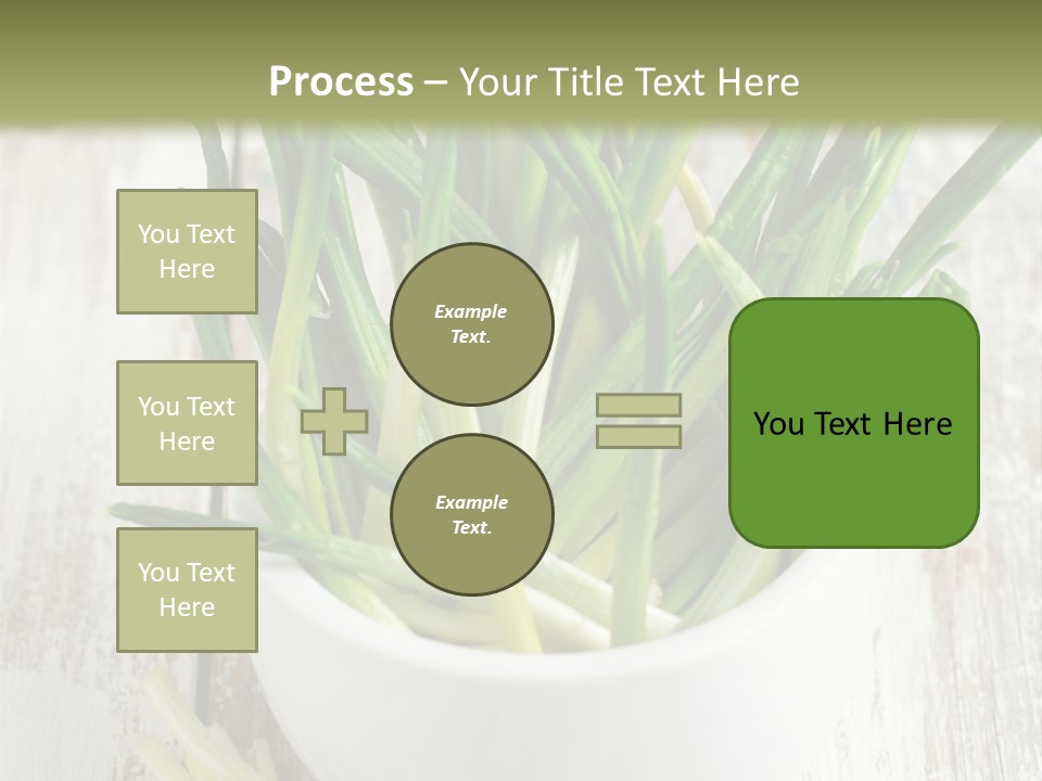 A White Bowl Filled With Green Plants On Top Of A Wooden Table PowerPoint Template