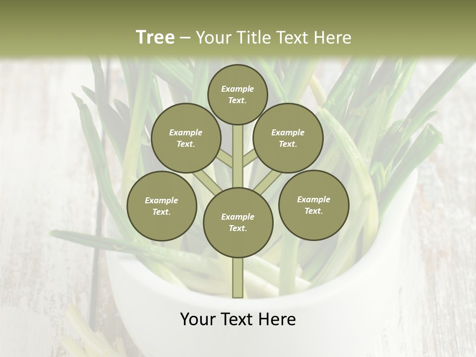 A White Bowl Filled With Green Plants On Top Of A Wooden Table PowerPoint Template