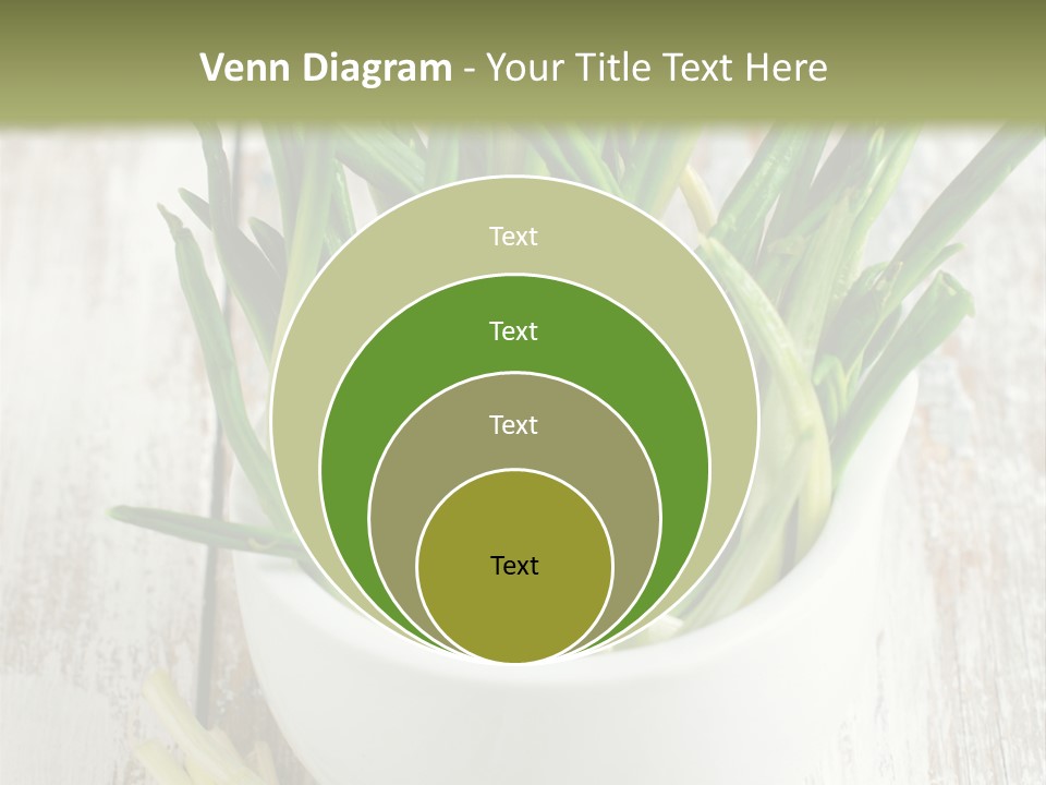 A White Bowl Filled With Green Plants On Top Of A Wooden Table PowerPoint Template