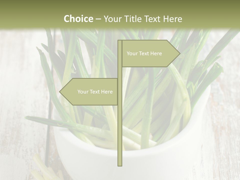 A White Bowl Filled With Green Plants On Top Of A Wooden Table PowerPoint Template