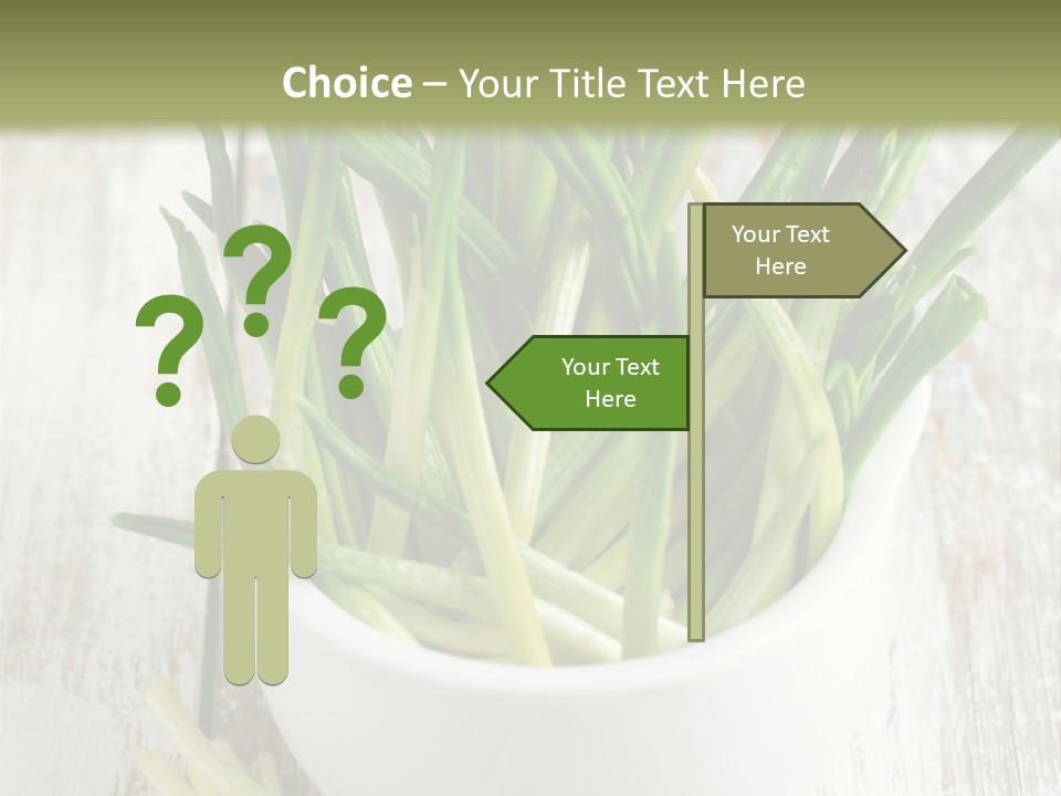 A White Bowl Filled With Green Plants On Top Of A Wooden Table PowerPoint Template