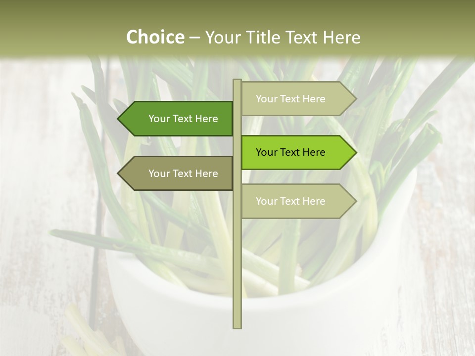 A White Bowl Filled With Green Plants On Top Of A Wooden Table PowerPoint Template