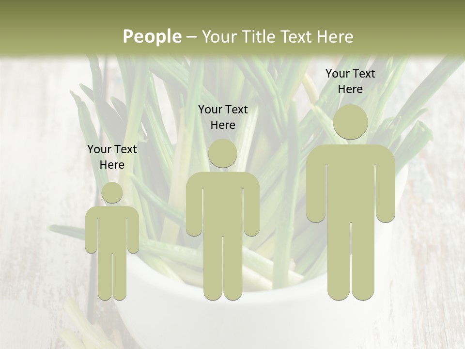 A White Bowl Filled With Green Plants On Top Of A Wooden Table PowerPoint Template