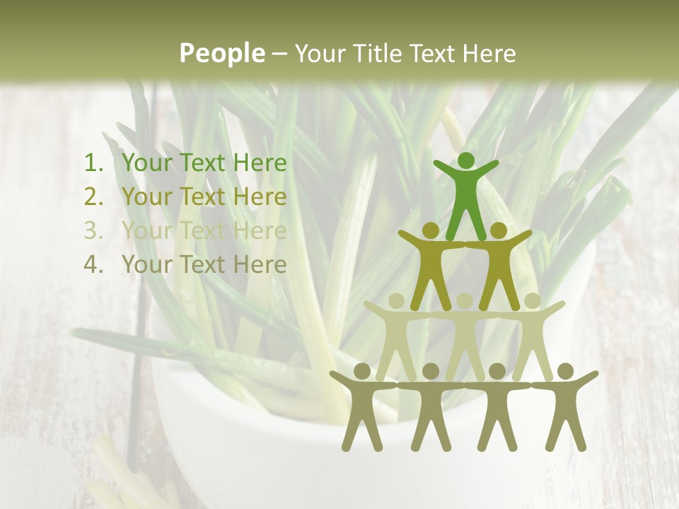 A White Bowl Filled With Green Plants On Top Of A Wooden Table PowerPoint Template