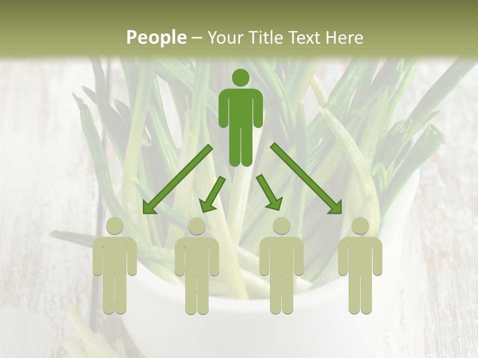 A White Bowl Filled With Green Plants On Top Of A Wooden Table PowerPoint Template
