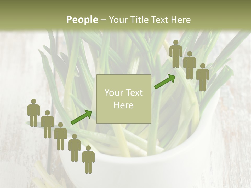 A White Bowl Filled With Green Plants On Top Of A Wooden Table PowerPoint Template
