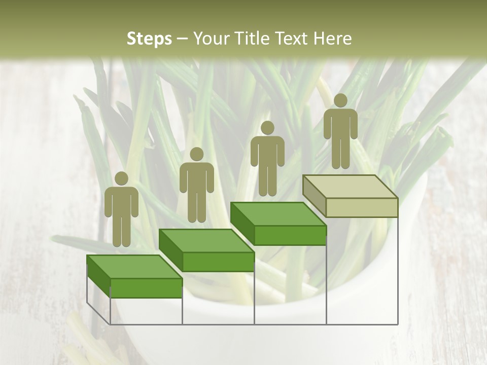 A White Bowl Filled With Green Plants On Top Of A Wooden Table PowerPoint Template