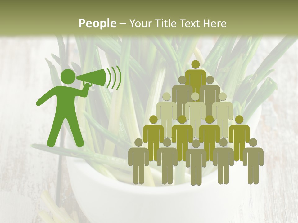 A White Bowl Filled With Green Plants On Top Of A Wooden Table PowerPoint Template