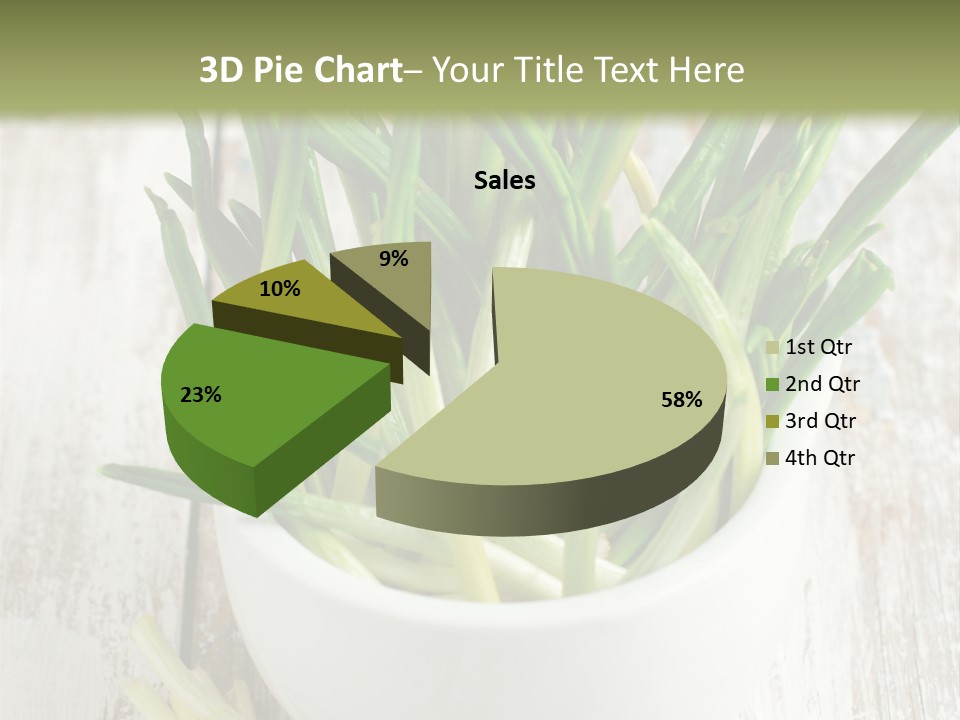 A White Bowl Filled With Green Plants On Top Of A Wooden Table PowerPoint Template