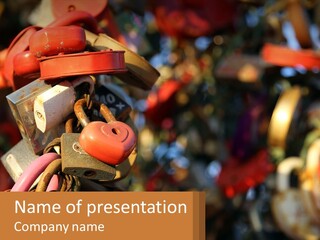 A Bunch Of Locks Are Attached To A Tree PowerPoint Template