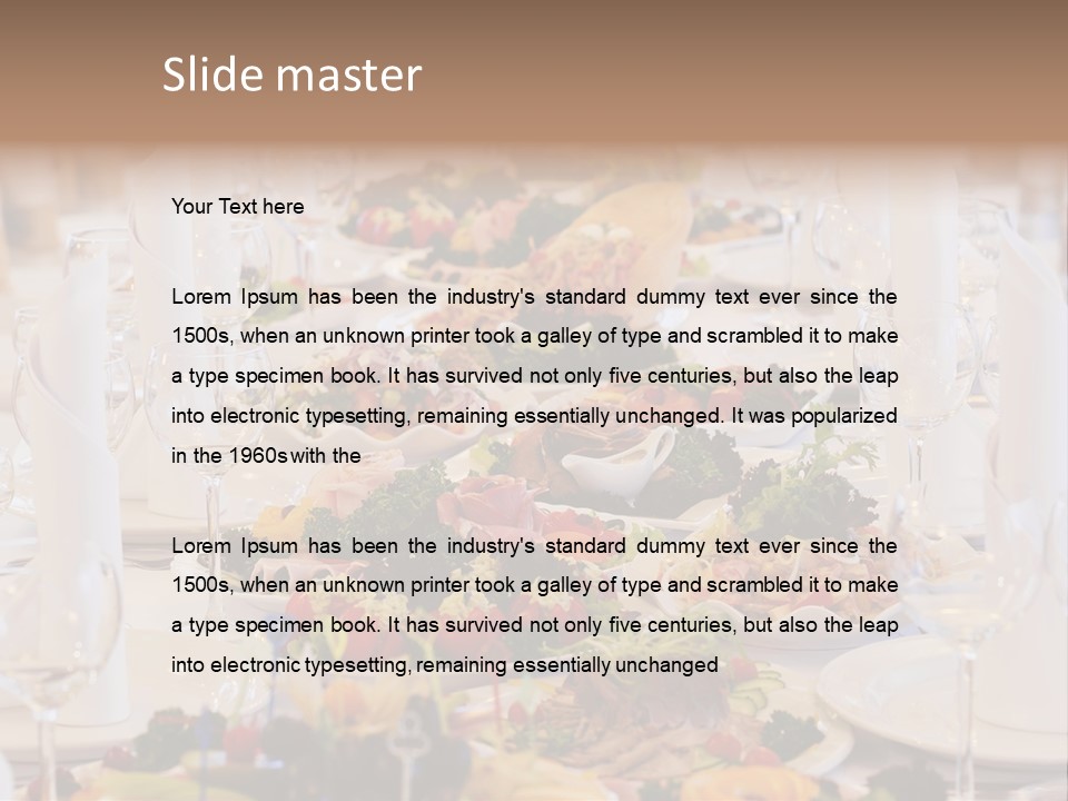A Long Table With Many Plates Of Food On It PowerPoint Template