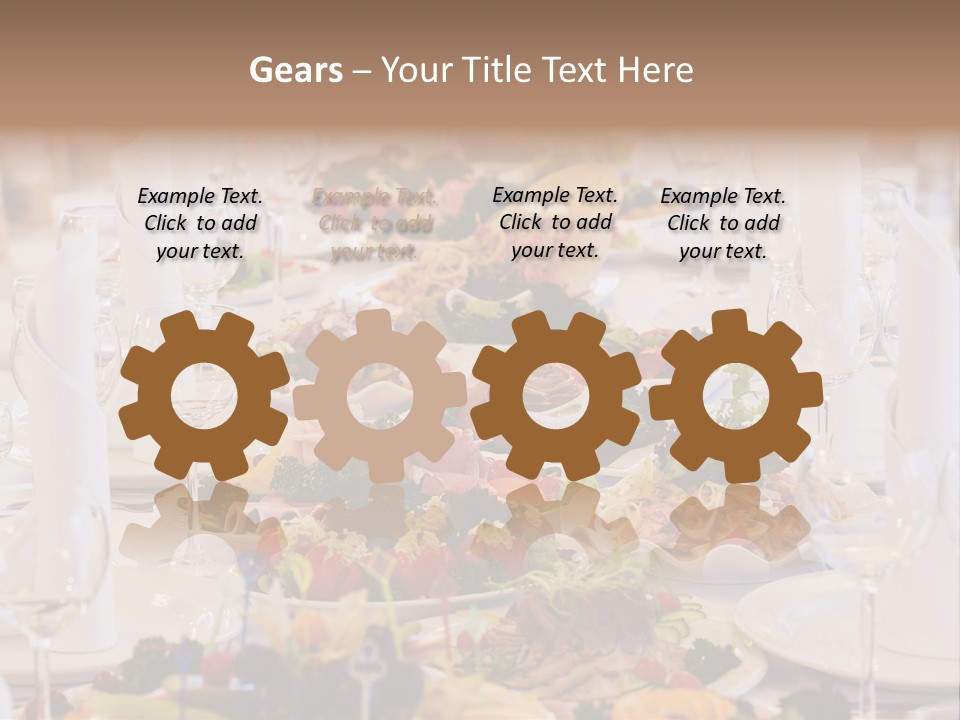 A Long Table With Many Plates Of Food On It PowerPoint Template