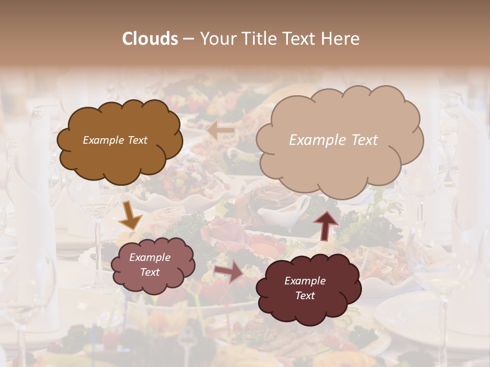 A Long Table With Many Plates Of Food On It PowerPoint Template