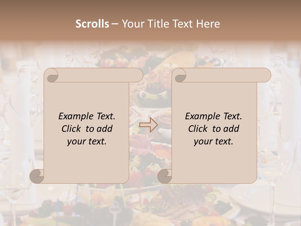 A Long Table With Many Plates Of Food On It PowerPoint Template