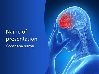 A Human Head With The Brain Highlighted In Red PowerPoint Template