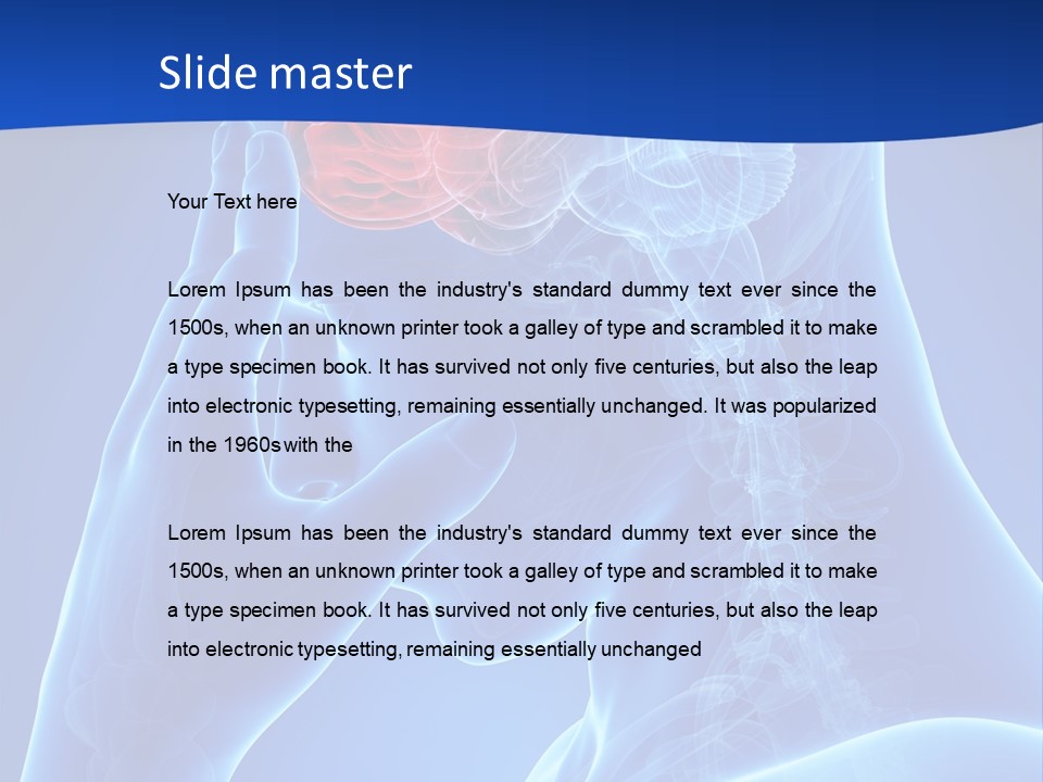 A Human Head With The Brain Highlighted In Red PowerPoint Template