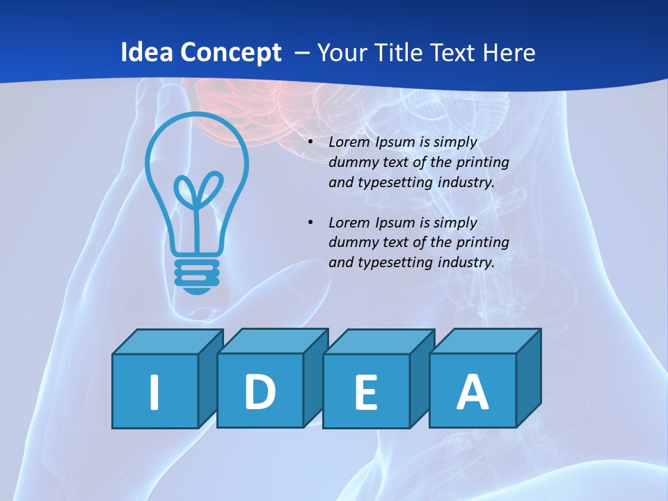 A Human Head With The Brain Highlighted In Red PowerPoint Template