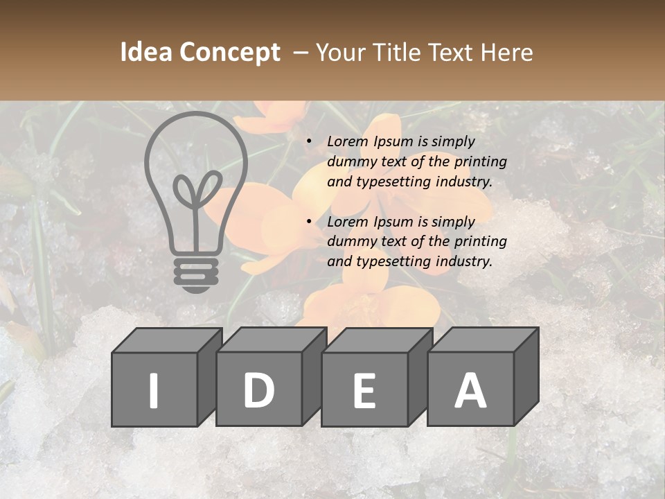 A Group Of Yellow Flowers Sitting On Top Of Snow Covered Ground PowerPoint Template