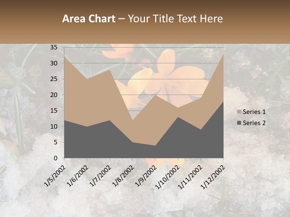 A Group Of Yellow Flowers Sitting On Top Of Snow Covered Ground PowerPoint Template