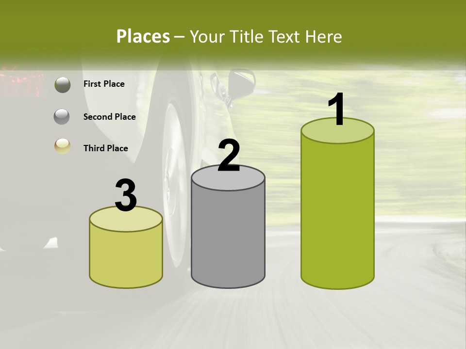 A Car Driving Down A Road With Blurry Trees In The Background PowerPoint Template