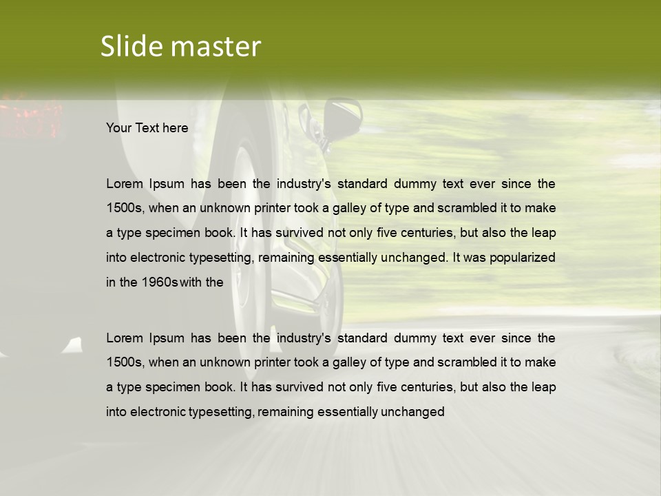 A Car Driving Down A Road With Blurry Trees In The Background PowerPoint Template