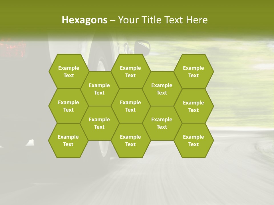 A Car Driving Down A Road With Blurry Trees In The Background PowerPoint Template