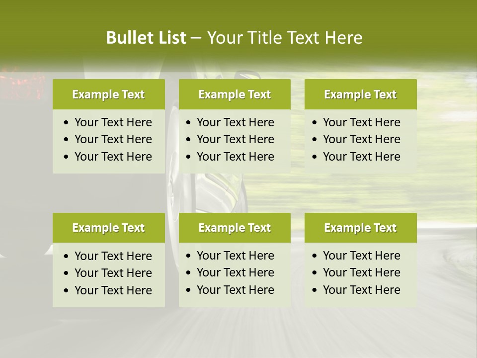 A Car Driving Down A Road With Blurry Trees In The Background PowerPoint Template