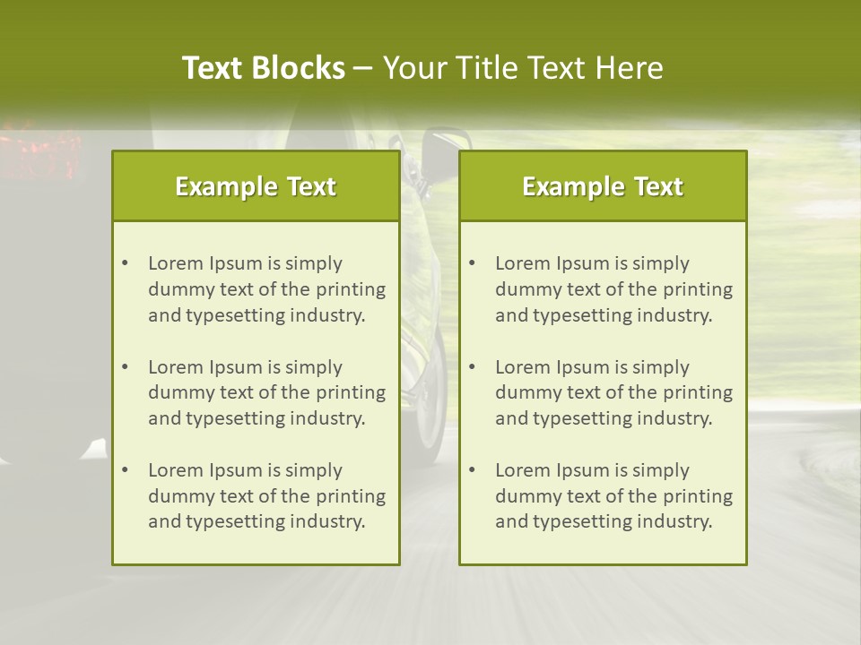 A Car Driving Down A Road With Blurry Trees In The Background PowerPoint Template