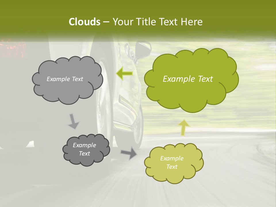 A Car Driving Down A Road With Blurry Trees In The Background PowerPoint Template