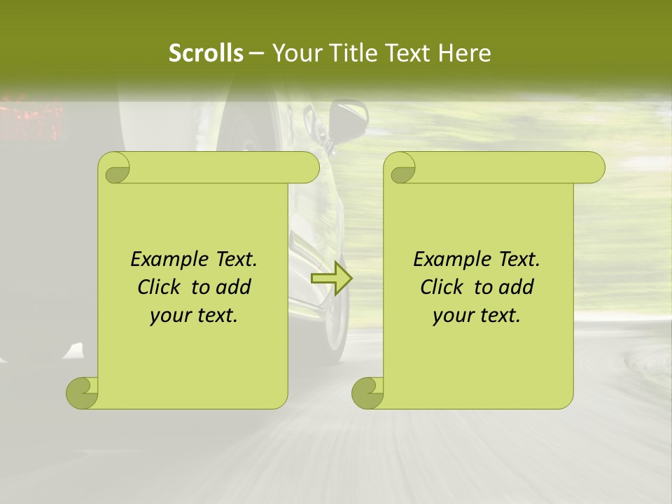 A Car Driving Down A Road With Blurry Trees In The Background PowerPoint Template